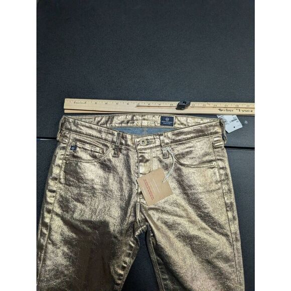 AG Adriano Goldshmeid Skinny Jean in Metallic Gold Women’s 26R - Picture 7 of 8